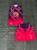 Conjuto musculosa rayos rojos